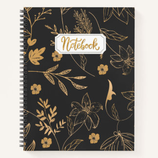 Black Gold Floral Notebook