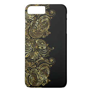 Black & Gold Floral Paisley Lace iPhone 8 Plus/7 Plus Case