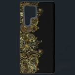 Black & Gold Floral Paisley Lace Samsung Galaxy S22 Ultra Case<br><div class="desc">Vintage elegant gold tones floral paisley lace on black background.</div>