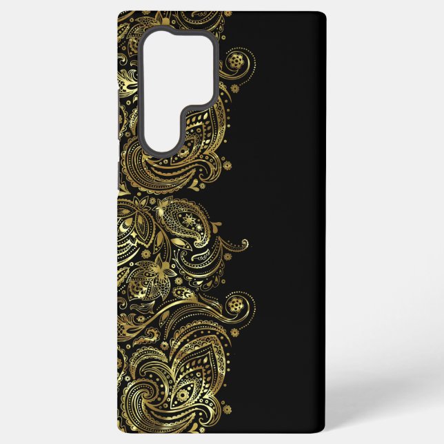 Black & Gold Floral Paisley Lace Samsung Galaxy Case (Back)