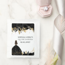 Black Gold Floral Princess Quinceanera   Tea Bag Drink Mix