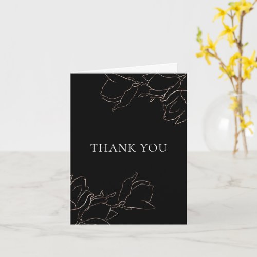 Black Gold Floral Wedding Thank You Card