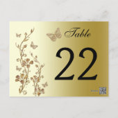 Black, Gold Floral with Butterflies Table Number (Back)