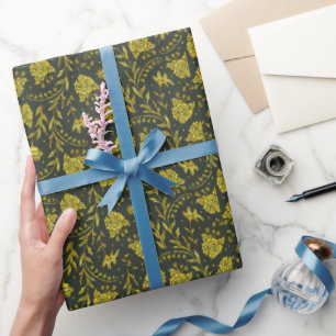 Black & Gold floral wrapping paper