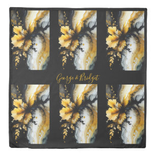 black gold flower marble duvet cover