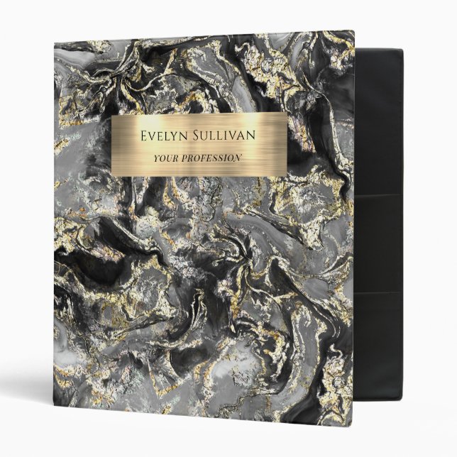 Black Gold Fluid Marble Binder (Front/Inside)