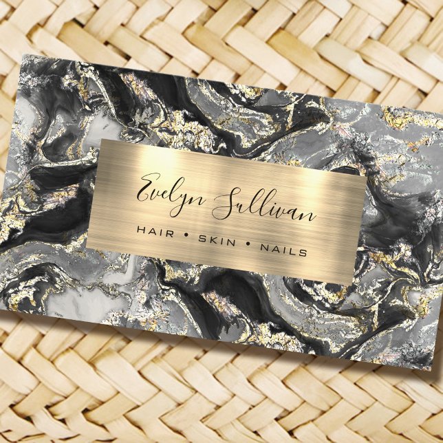 Black Gold Fluid Marble Business Card (Creator Uploaded)