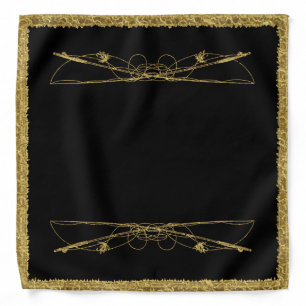 Black & Gold Fly Fishing Bandana w/ Fishing Rods