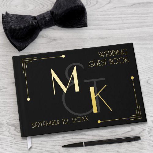 Black Gold Foil 1920s Gatsby Wedding Guest Book