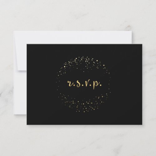Black  Gold Foil Abstract Circle Dots RSVP Card