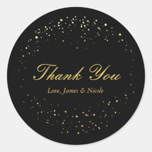 Black & Gold Foil Abstract Circle Dots Stickers