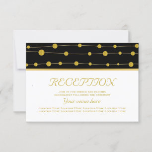 Black gold foil beads modern wedding reception invitation