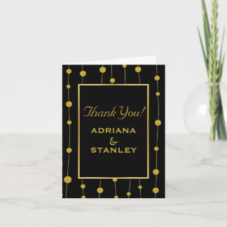 Black, gold foil beads modern wedding Thank You Card