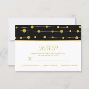 Black gold foil beads & stripe modern wedding RSVP