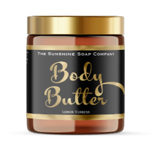 Black & Gold Foil Body Butter Jar Label