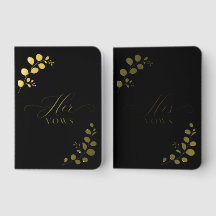 Black Gold Foil Botanical Vow Books