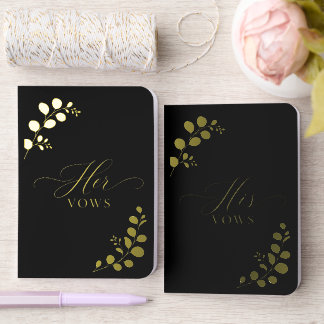 Black Gold Foil Botanical Vow Books