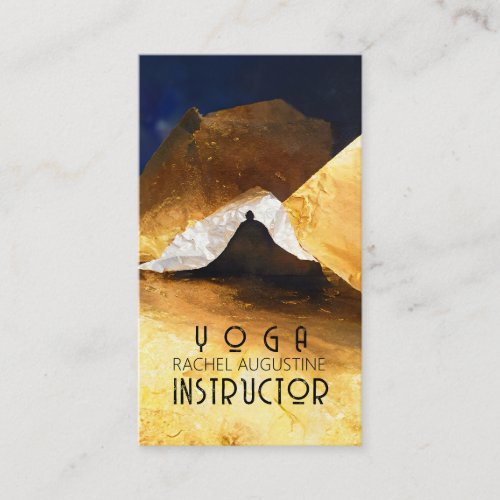 Black Gold Foil Collage Yoga Meditation Instructor Business Card