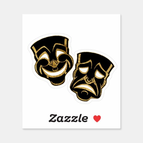 Black Gold Foil Comedy and Tragedy Theater Sticker