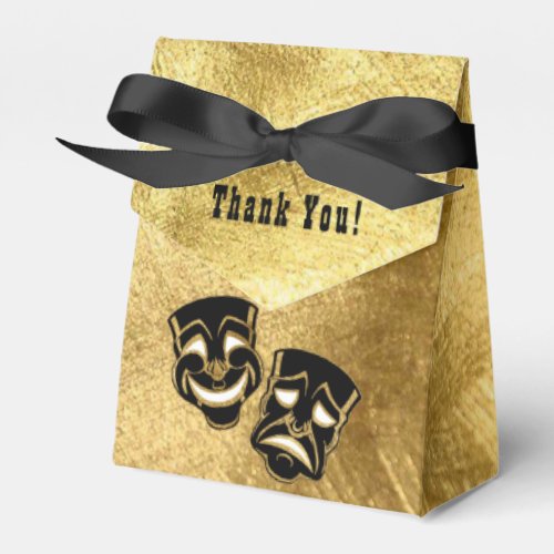 Black Gold Foil Comedy And Tragedy Theater Wedding Favor Boxes