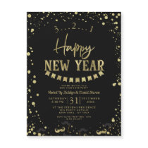Black & Gold Foil Confetti New Year's Eve Party
