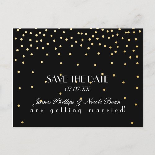 Black  Gold Foil Dots Save The Date Postcard