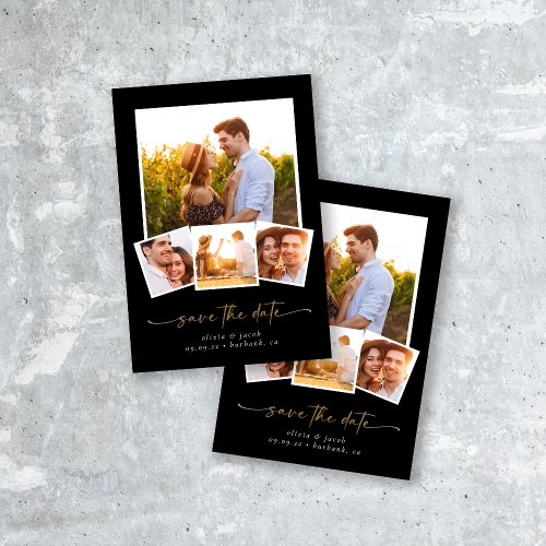 Black Gold Foil Four Photo Save The Date