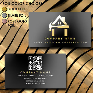 Black Gold Foil Hammer Home Building Construction Business Cards