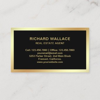 Black Gold Foil Home Logo Real Estate Agent Business Card | Zazzle