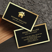 Black Gold Foil Home Logo Real Estate Agent Business Card at Zazzle