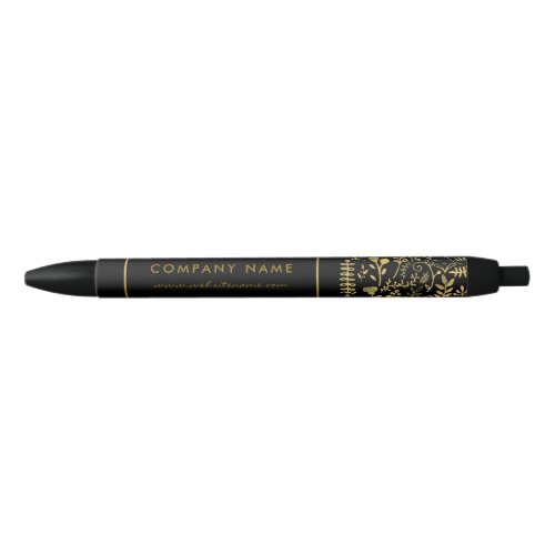 Black  Gold Foil Leaf Effect CompanyEvent Black Ink Pen