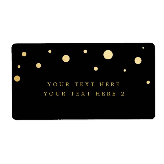 Black & Gold Foil Modern Dots Party Package Label (Front)