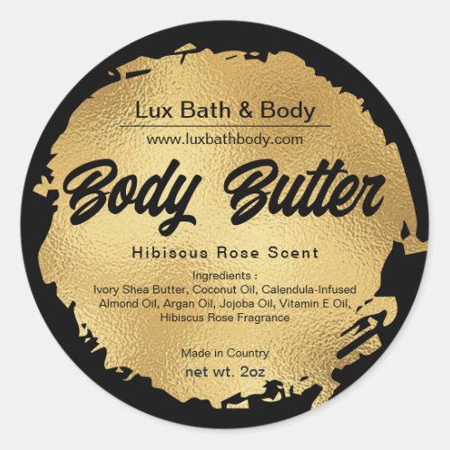 Black Gold Foil Modern Luxury Round Product Labels