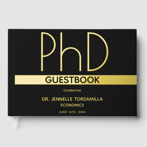  Black Gold Foil PhD Graduation Foil Guest Book