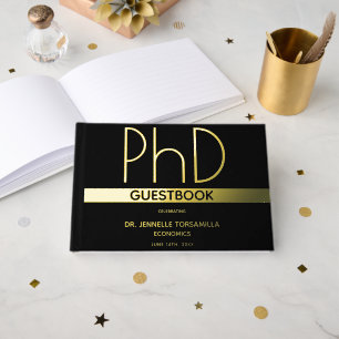Black Gold Foil PhD Graduation Foil Guest Book
