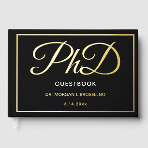 Black Gold Foil PhD Graduation Foil Guest Book