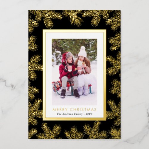 Black Gold Foil Photo Holiday Card