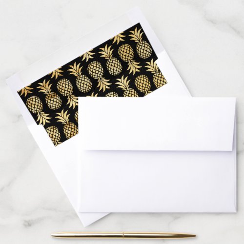 Black  Gold Foil Pineapple Pattern Envelope Liner