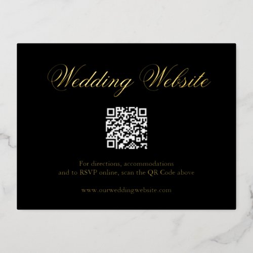Black Gold Foil QR Code Wedding Enclosure Card