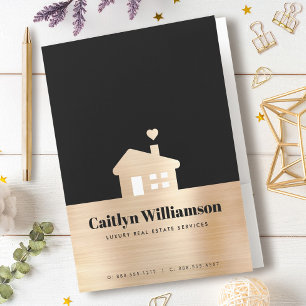 Black Gold Foil Real Estate Broker Agent House Pocket Folder