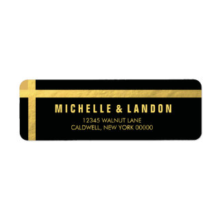 Black+Gold Foil Return Address Labels | WEDDINGS