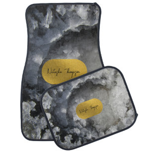 Black Gold Foil Sea Crystals Signature Car Floor Mat