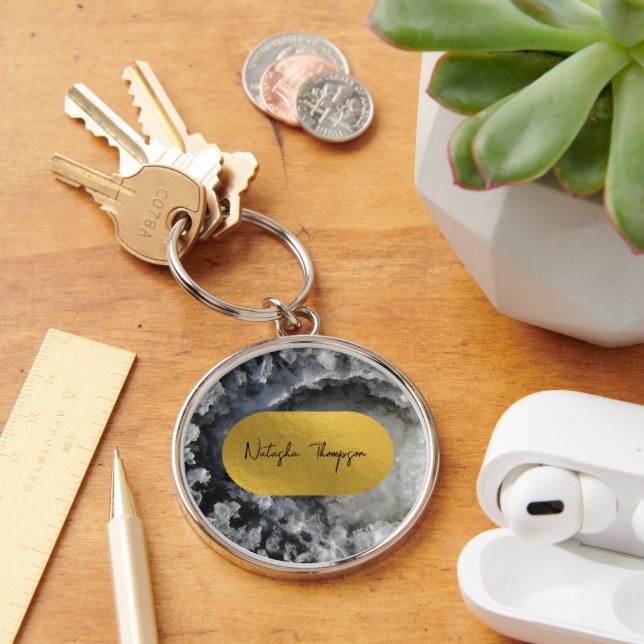 Black Gold Foil Sea Crystals Signature Keychain (Desk)