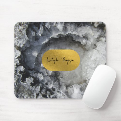 Black Gold Foil Sea Crystals Signature  Mouse Pad