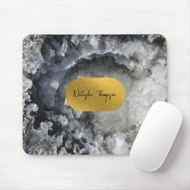 Black Gold Foil Sea Crystals Signature  Mouse Pad (With Mouse)