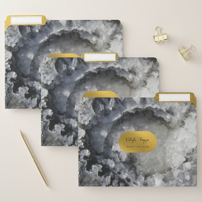 Black Gold Foil Sea Crystals Signature Script  File Folder (Set)