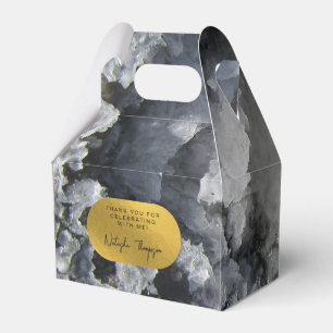 Black Gold Foil Sea Crystals Signature Thank You Favor Boxes
