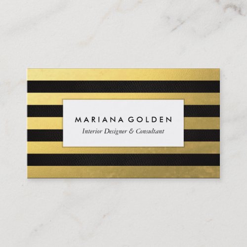 Black Gold Foil Stripe Business Card