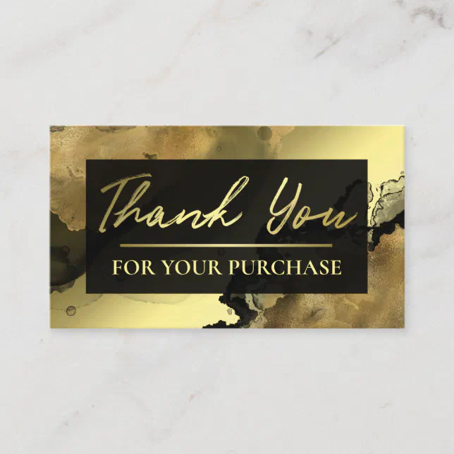 Black Gold Foil Styled Thank You For Your Purchase Business Card | Zazzle