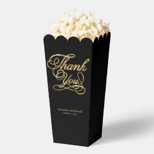 Black & Gold Foil Thank You Calligraphy Wedding Favor Boxes
